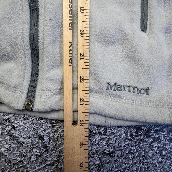 MARMOT Mens Jacket M Fleece Lightweight Sweater Layer Grey Long Sleeves Outdoors - Picture 7 of 15
